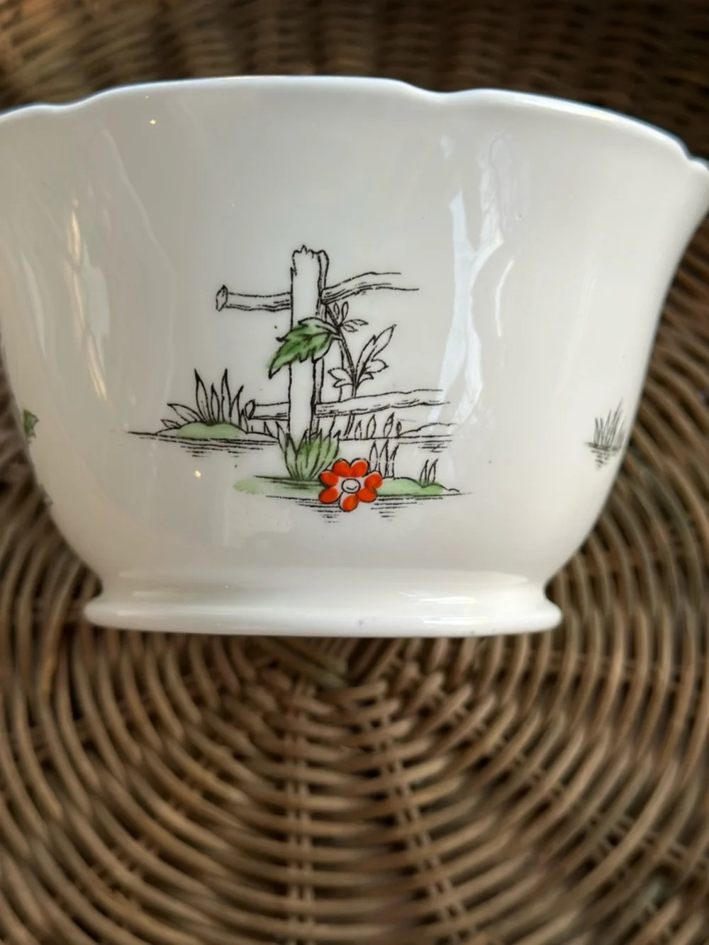 Vintage English Bone China Tea Bowl Saucer Bird Cottagecore Gold Trim